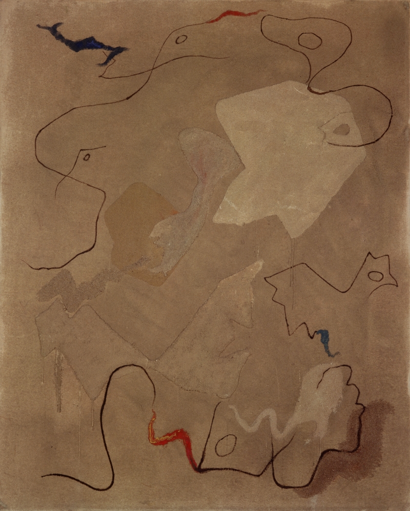 安德烈·马松，乡下人，1927年，布面油画与沙粒 ?巴黎，蓬皮杜中心