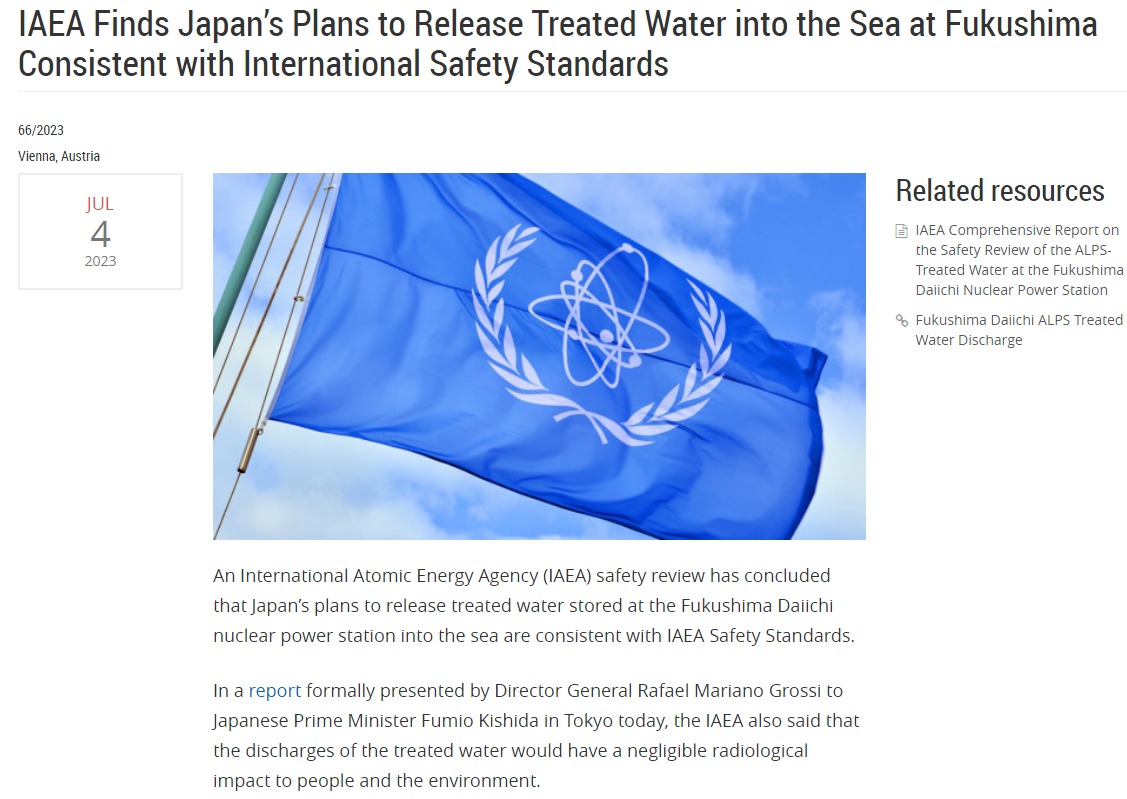 IAEA网站截图