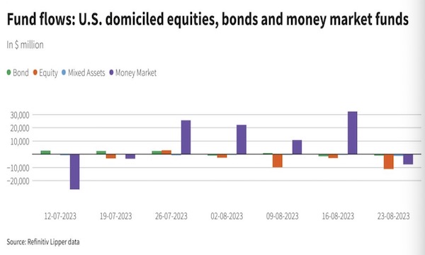 美国股票基金创两个月来最大单周资金流出（图片来源：路孚特理柏）