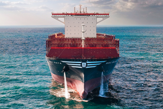 全球最大24000TEU级超大型集装箱船MSC RAYA号命名交付。新华社